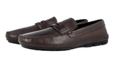 Prada Men's Brown Leather Shearling Slip On Driving Loafers 2DD011