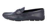 Prada Men's Blue Leather Shearling Driving Loafer Loafers 2DD011