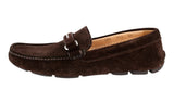 Prada Men's Brown Leather Logo Loafers 2DD111