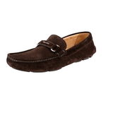 Prada Men's Brown Leather Logo Loafers 2DD111