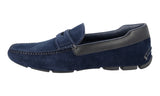 Prada Men's Blue Leather Driving Loafer Shoes Schuhe Loafers 2DD116