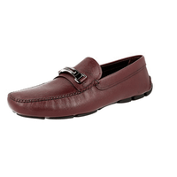 Prada Men's Brown Saffiano Leather Driver Driving Shoes Loafers 2DD130