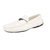 Prada Men's White Saffiano Leather Driver Loafer Loafers 2DD131