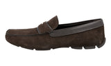 Prada Men's Brown Leather Logo Driving Loafer Loafers 2DD137