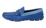 Prada Men's Blue Leather Logo Driving Loafers 2DD137