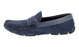 Prada Men's Blue Leather Driving Logo Loafers 2DD137