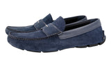 Prada Men's Blue Leather Driving Logo Loafers 2DD137