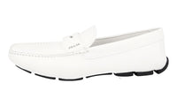 Prada Men's White High-Quality Saffiano Leather Driving Loafers 2DD151