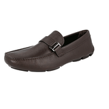 Prada Men's Brown High-Quality Saffiano Leather Logo Loafers 2DD152