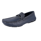 Prada Men's Blue Saffiano Leather Logo Loafer Loafers 2DD153