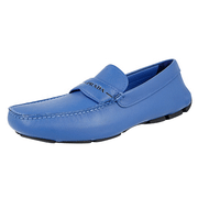 Prada Men's Blue High-Quality Saffiano Leather Logo Loafers 2DD154