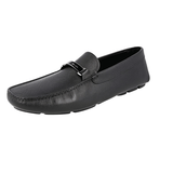 Prada Men's Black Saffiano Leather Logo Driving Loafers 2DD159