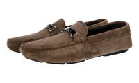 Prada Men's Brown Leather Logo Loafers 2DD159