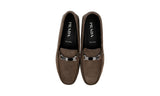 Prada Men's Brown Leather Logo Loafers 2DD159