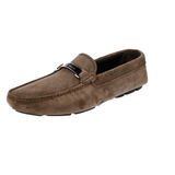 Prada Men's Brown Leather Logo Loafers 2DD159