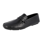 Prada Men's Black Leather Driving Logo Loafers 2DD160