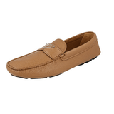 Prada Men's Beige Leather Driving Shoes Loafers 2DD164