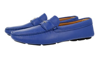 Prada Men's Blue Leather Logo Loafers 2DD165