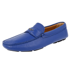 Prada Men's Blue Leather Logo Loafers 2DD165