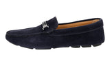 Prada Men's Blue Leather Logo Loafers 2DD166