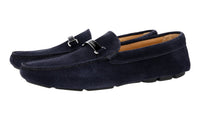 Prada Men's Blue Leather Logo Loafers 2DD166