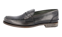 Prada Men's Grey welt-sewn Leather Penny Loafer Business Shoes 2DE034