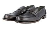 Prada Men's Grey welt-sewn Leather Penny Loafer Business Shoes 2DE034