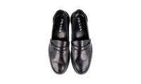 Prada Men's Black welt-sewn Leather Penny Loafer Business Shoes 2DE034