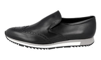 Prada Men's Black Full Brogue Leather Slip-on Sneaker 2DE104