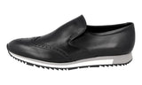Prada Men's Black Full Brogue Leather Slip-on Sneaker 2DE104