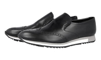 Prada Men's Black Full Brogue Leather Slip-on Sneaker 2DE104