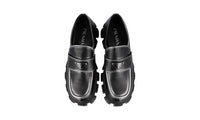 Prada Men's Black Leather Chocolate Monolith Loafers 2DE129