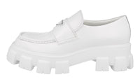 Prada Men's White Brushed Spazzolato Leather Monolith Loafers 2DE129