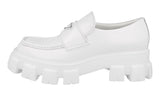 Prada Men's White Brushed Spazzolato Leather Monolith Loafers 2DE129