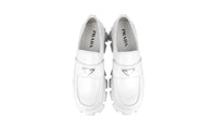 Prada Men's White Brushed Spazzolato Leather Monolith Loafers 2DE129