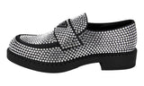 Prada Men's Black Leather Double Chocolate Crystal Loafers 2DE135