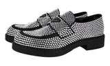 Prada Men's Black Leather Double Chocolate Crystal Loafers 2DE135