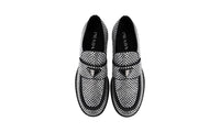 Prada Men's Black Leather Double Chocolate Crystal Loafers 2DE135