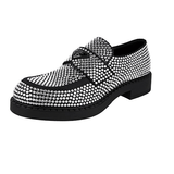 Prada Men's Black Leather Double Chocolate Crystal Loafers 2DE135