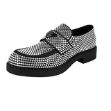 Prada Men's Black Leather Double Chocolate Crystal Loafers 2DE135