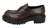 Prada Men's Brown Leather Double Chocolate Loafers 2DE148