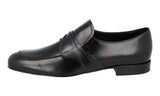 Prada Men's Black Brushed Spazzolato Leather Penny Loafer Business Shoes 2DG102