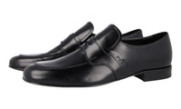 Prada Men's Black Brushed Spazzolato Leather Penny Loafer Business Shoes 2DG102