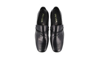 Prada Men's Black Brushed Spazzolato Leather Penny Loafer Business Shoes 2DG102