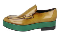 Prada Men's Brown Brushed Spazzolato Leather Plateau Loafer Business Shoes 2DG117