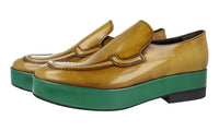 Prada Men's Brown Brushed Spazzolato Leather Plateau Loafer Business Shoes 2DG117