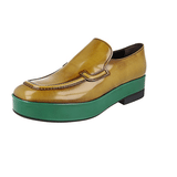 Prada Men's Brown Brushed Spazzolato Leather Plateau Loafer Business Shoes 2DG117