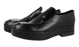 Prada Men's Black Brushed Spazzolato Leather Plateau Business Shoes 2DG117