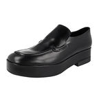Prada Men's Black Brushed Spazzolato Leather Plateau Business Shoes 2DG117