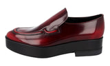 Prada Men's Red Brushed Spazzolato Leather Plateau Loafer Business Shoes 2DG117